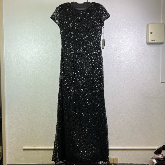Adrianna Papell Women’s Scoop Back Sequin Black Long Dress  Gown Size 8 - Picture 3 of 16